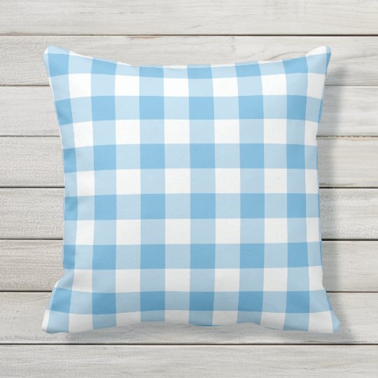 Blue Gingham Throw Pillow