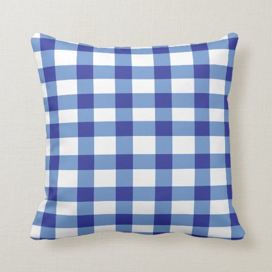 Blue Gingham Throw Pillow