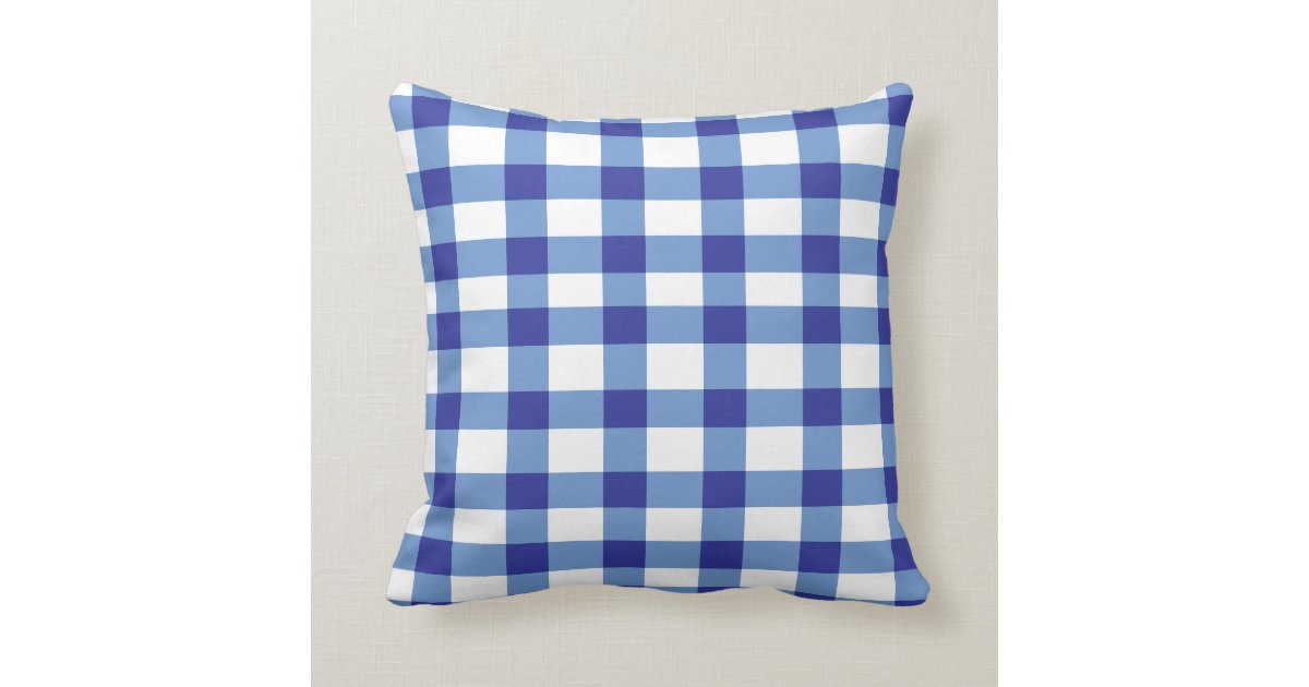 Blue Gingham Throw Pillow
