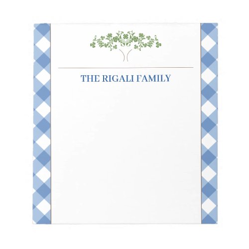 Blue Gingham Tree Classic  Notepad