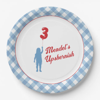 Blue Gingham Upsherin Paper Plates