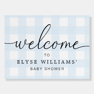 Blue Gingham Welcome Foam Board Sign