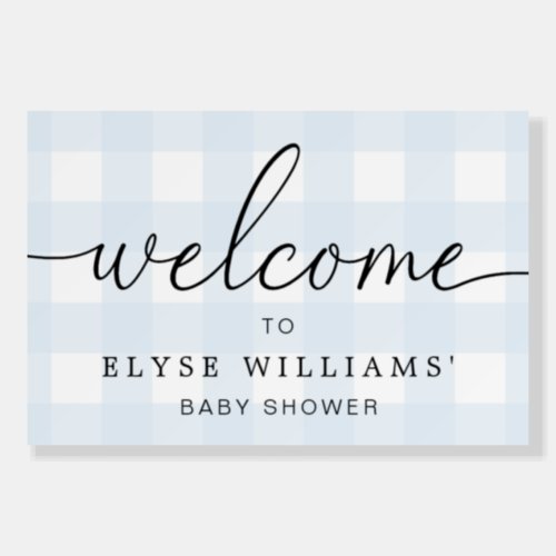 Blue Gingham Welcome Foam Board Sign