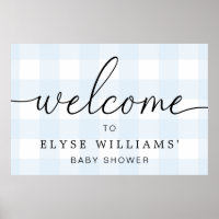 Blue Gingham Welcome Sign