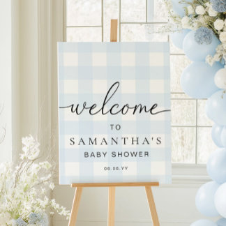 Blue Gingham Welcome Sign