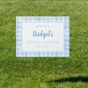 Blue Gingham Welcome Sign