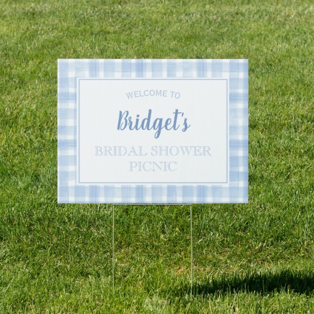 Blue Gingham Welcome Sign (Insitu)