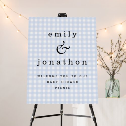 Blue Gingham Welcome to Baby Shower Picnic Foam Board