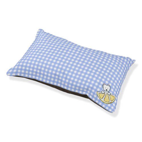 Blue Gingham Westie Lemon Pet Bed