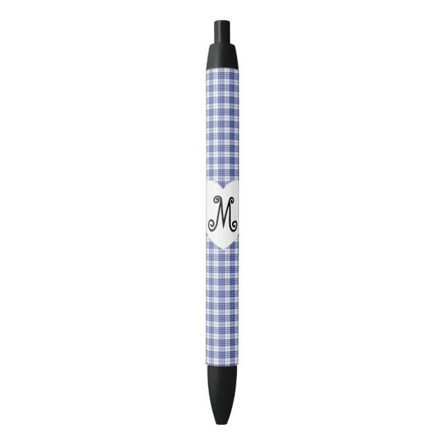 Blue Gingham with a Heart Pen (Front Vertical)