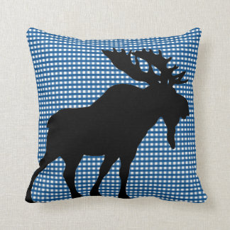 Blue Gingham with Maine Moose Pillow