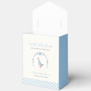 Blue Gingham Woodland Silly Goose Baby Shower Favor Boxes