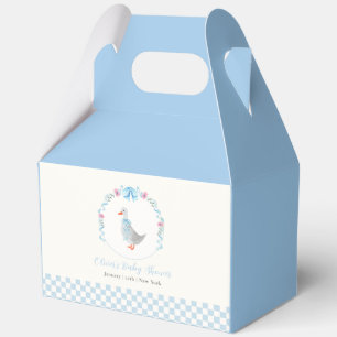 Blue Gingham Woodland Silly Goose Boy Baby Shower Favor Boxes