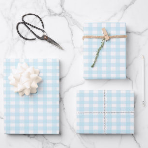 Blue Gingham Wrapping Paper Sheets