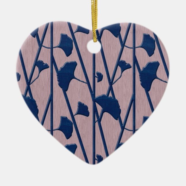 blue ginkgo ceramic ornament (Front)