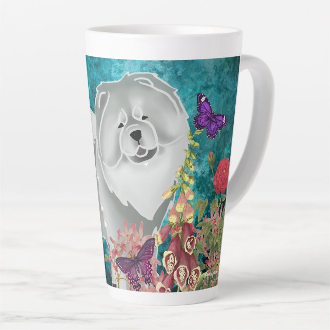 BLUE-GINKGO CHOW- Latte Mug (Right Angle)