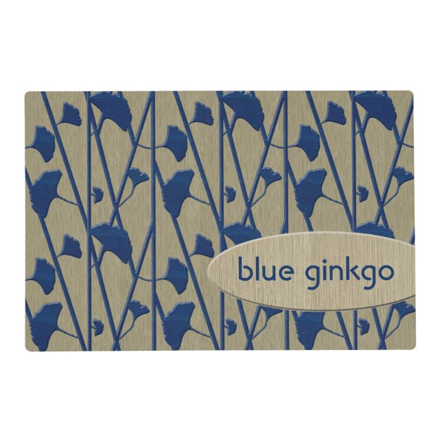 blue ginkgo laminated placemat (Front)