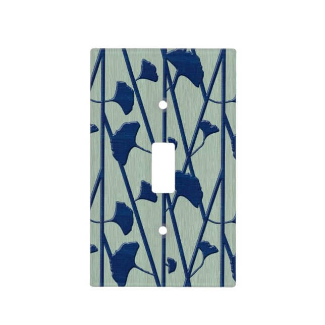 blue ginkgo light switch cover (Front)