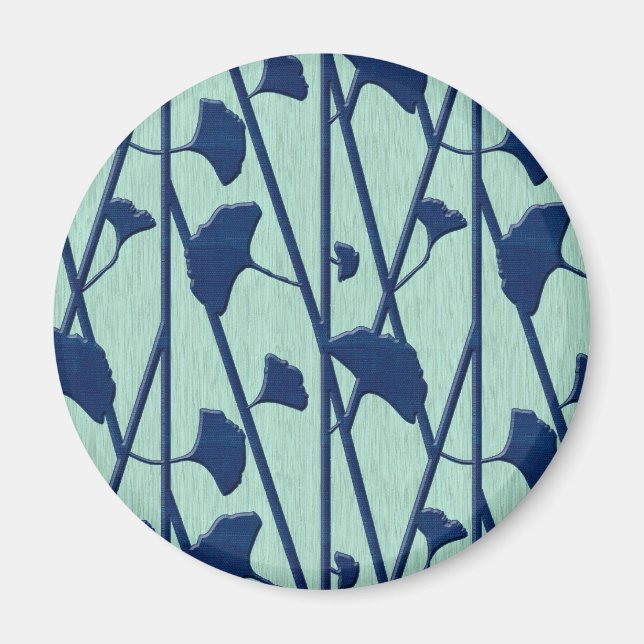 blue ginkgo magnet (Front)