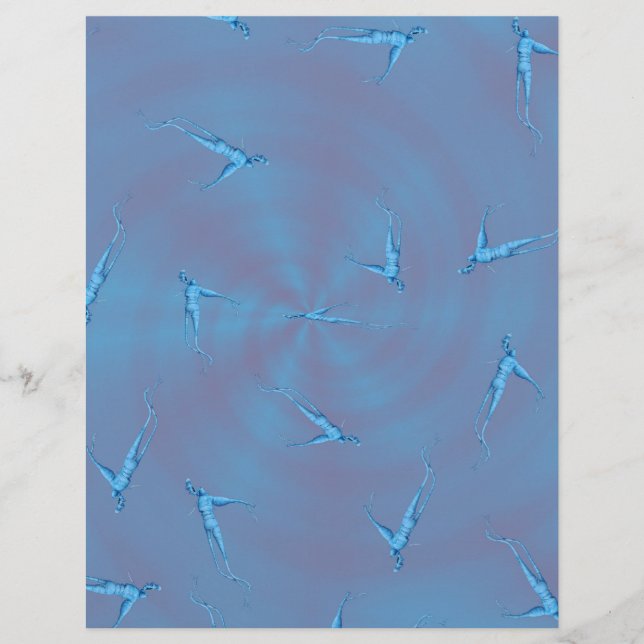 Blue Ginseng Man Bulk Scrapbook Paper Pages (Front)