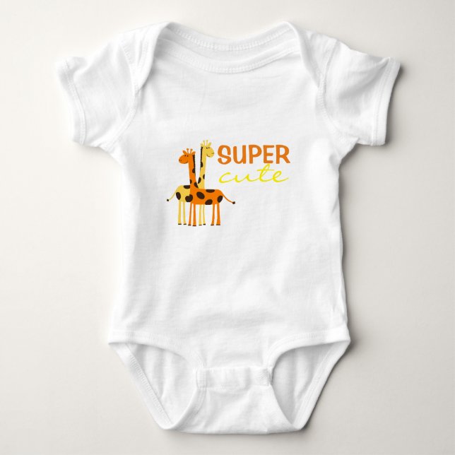 Blue Giraffe Animal Super Cute Baby Bodysuit (Front)