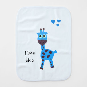 Blue giraffe baby burp cloth