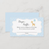 Blue Giraffe Baby Shower Diaper Raffle Tickets Enclosure Card (Front/Back)
