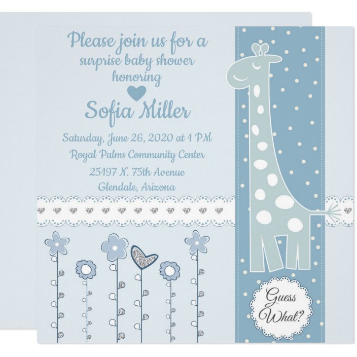 blue giraffe baby shower