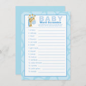 Blue Giraffe Baby Shower Word Scramble Game (Front/Back)