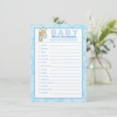 Blue Giraffe Baby Shower Word Scramble Game (Standing Front)