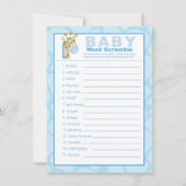 Blue Giraffe Baby Shower Word Scramble Game (Front)