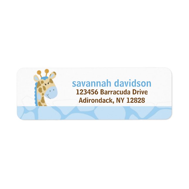 Blue Giraffe Customized Address Labels (Front)