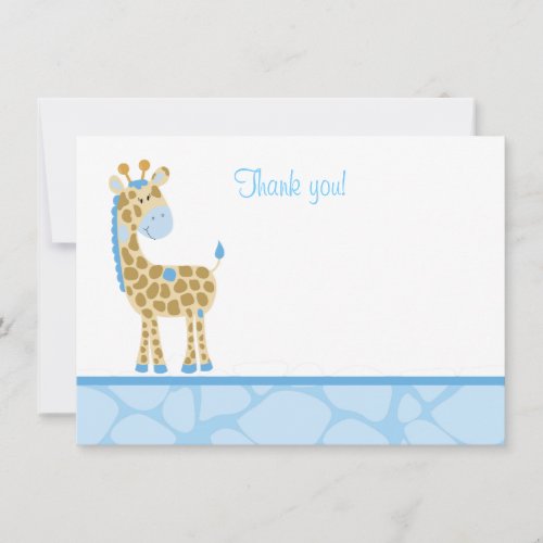 Blue Giraffe Flat Thank you note