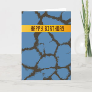 Blue Giraffe Fur Pattern Birthday Card