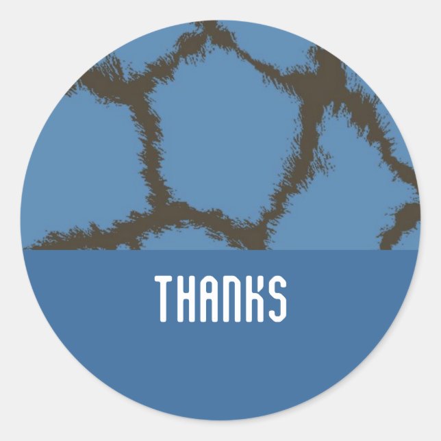 Blue Giraffe Fur Pattern Classic Round Sticker (Front)