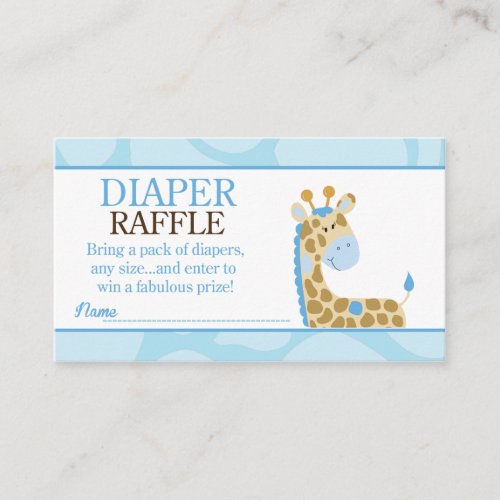Blue Giraffe Jungle Baby Shower Diaper Raffle Business Cards