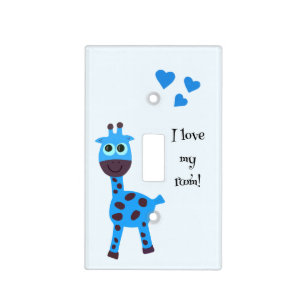 Blue giraffe light switch cover