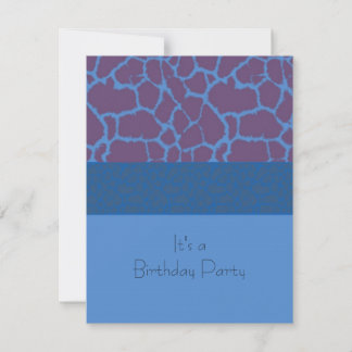 Blue Giraffe Pattern Birthday Party Invitation