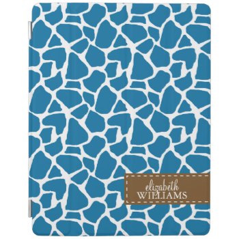 Blue Giraffe Pattern Personalized Ipad Smart Cover by heartlockedcases at Zazzle