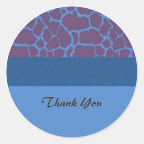 Blue Giraffe Pattern Thank You Classic Round Sticker