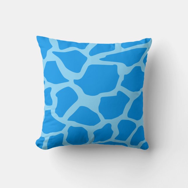 Blue Giraffe Pattern Throw Pillow (Front)