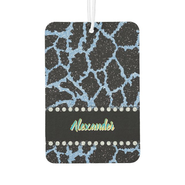 Blue giraffe-patterned animal print air freshener (Back)