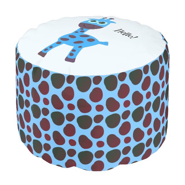Blue giraffe pouf (Angled Back)