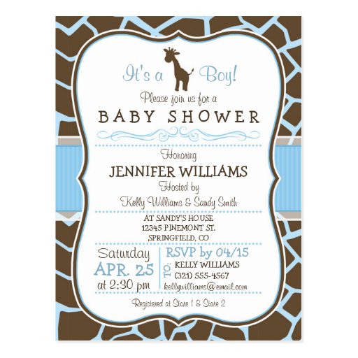 Giraffe Print Baby Shower Invitations 7