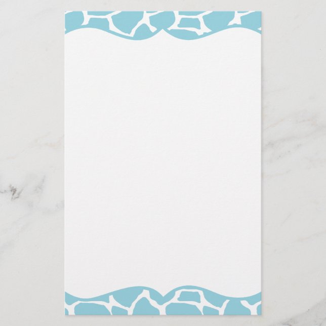 Blue Giraffe Print  Stationery (Front)