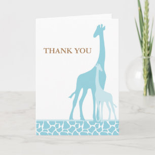 Blue Giraffes Baby Shower Thank You Card