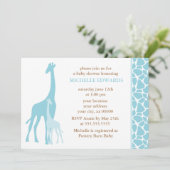 Blue Giraffes Boy Baby Shower Invitation (Standing Front)