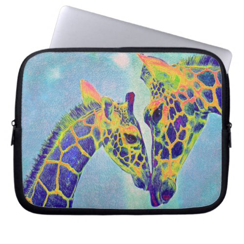 blue giraffes laptop laptop sleeve