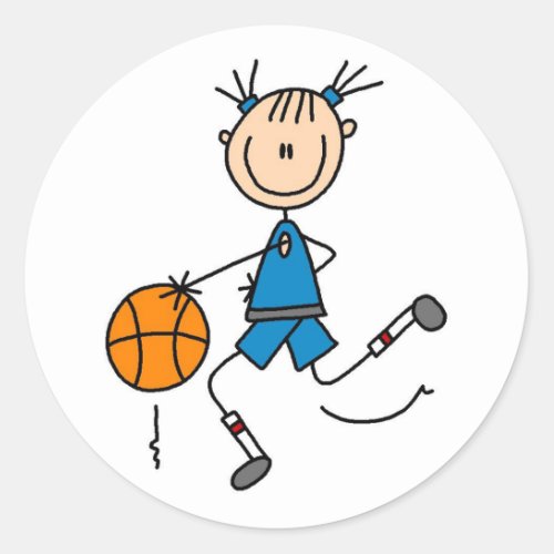 Blue Girl Basketball Player T shirts and Gifts Classic Round Sticker
