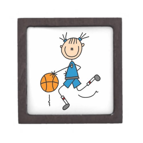 Blue Girl Basketball Player T shirts and Gifts Jewelry Box